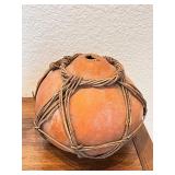 Lot of Tribal Hand-Carved Wooden Figure and Gourd Vessel Decor