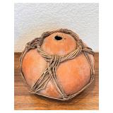 Lot of Tribal Hand-Carved Wooden Figure and Gourd Vessel Decor