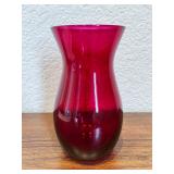 Ruby Red Glass Vase 9 Inch Tall