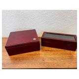 Wooden Cigar Humidor and Glass Top Watch Display Box Set