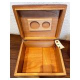 Wooden Cigar Humidor and Glass Top Watch Display Box Set