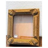 Antique Tramp Art Wooden Shadow Box Frame with Carved Accents