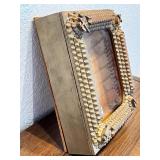 Antique Tramp Art Wooden Shadow Box Frame with Carved Accents