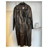 Pelle Studio Long Black Leather Trench Coat - Sz LargeÂ 