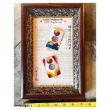 Framed Asian Art Prints Including Japanese Gathering Scene and Korean Traditional Kite Display