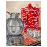 Set of 2 Original Paintings - Still Life Signed 1993 and Abstract Art on Board