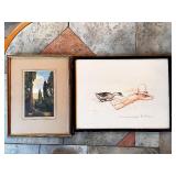 Pair of Framed Art Prints: Landscape and 