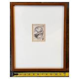 Framed Japanese Woodblock Print with Mat, 13x11 Inches