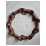 Carved Wooden Circular Display Stand with Compartments, 22 Inch Diameter