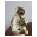 Vintage Chinese Soapstone Carved Vase with Floral and Bird Motif