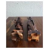 Pair of Carved Wood Asian Wise Man Figurines 10in Tall