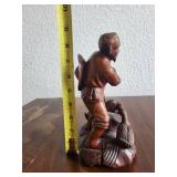 Vintage Hand-Carved Wooden Figurine of Farmer with Ducks