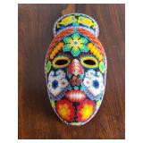 Huichol Beaded Handcrafted Mask with Floral and Geometric Designs