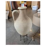 Large Terracotta Jug Vase with Handle and Stand, 29 Inch