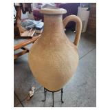 Large Terracotta Jug Vase with Handle and Stand, 29 Inch