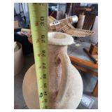 Large Terracotta Jug Vase with Handle and Stand, 29 Inch