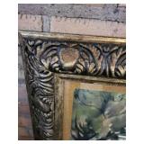 Framed Landscape Watercolor Painting with Ducks 30x27 Inch