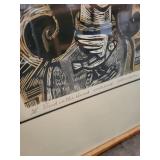 Pair of Framed Signed Linocut Prints by Amen, 17x22 Inches