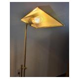 Brass Adjustable Floor Lamp with Geometric Shade
