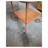 Square Side Table with Wooden Top and Lower Shelf, 23x23x21 Inches