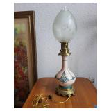 Vintage Electric Hurricane Table Lamp with Frosted Glass Shade