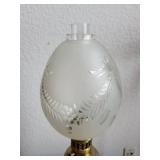 Vintage Electric Hurricane Table Lamp with Frosted Glass Shade