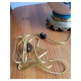 Vintage Electric Hurricane Table Lamp with Frosted Glass Shade