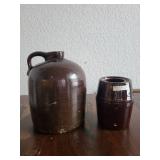 Antique Brown Stoneware Jug and Reynolds Pottery Wax Sealer