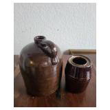 Antique Brown Stoneware Jug and Reynolds Pottery Wax Sealer
