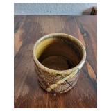 Studio Art Pottery Tea Bowl with Earth Tone Glaze and Artist Mark