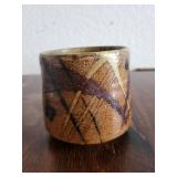 Studio Art Pottery Tea Bowl with Earth Tone Glaze and Artist Mark