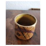Studio Art Pottery Tea Bowl with Earth Tone Glaze and Artist Mark