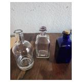 Collection of 6 Vintage Glass Bottles Including Perfume and Apothecary Bottles