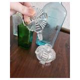 Collection of 6 Vintage Glass Bottles Including Perfume and Apothecary Bottles