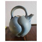 Handcrafted Blue Ceramic Teapot Signed by Artist Taylor
