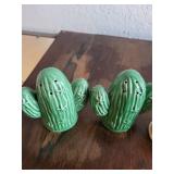 2 Sets of Ceramic Salt and Pepper Shakers Cactus and Rooster Designs