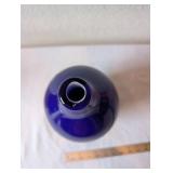 Hand-Blown Art Glass Vase with Multicolor Swirl Design, 10 Inch