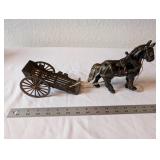 Antique Cast Iron Horse and Wagon Toy