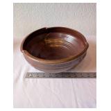 Handmade Stoneware Pottery Bowl with Brown Glaze