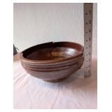 Handmade Stoneware Pottery Bowl with Brown Glaze