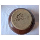 Handmade Stoneware Pottery Bowl with Brown Glaze