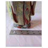 Vintage Chinese Porcelain Shou Xing Figurine with Staff and Peach 10.5 Inch