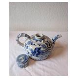 Blue and White Porcelain Teapot with Dragon Motif