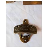 Collection of 3 Desk Decor Pieces Incl. Metal Globe Bookend, Science Award Sculpture, and Cast Iron Bottle Opener