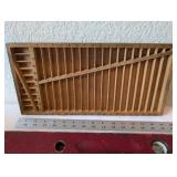 Vintage Wooden Tool and Decor Collection with Level, Sorting Tray, and Carved Box