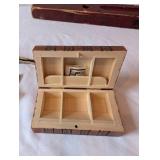 Vintage Wooden Tool and Decor Collection with Level, Sorting Tray, and Carved Box
