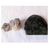 Stone Carving of Native American Head with Two Mineral Specimens