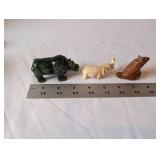 Set of 3 Small Carved Animal Figurines Stone and Bone