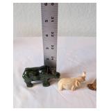 Set of 3 Small Carved Animal Figurines Stone and Bone