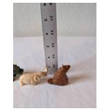 Set of 3 Small Carved Animal Figurines Stone and Bone